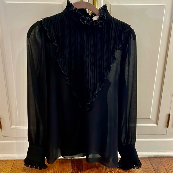 See by Chloe Black Blouse with Ruffle Collar and Cuffs - Picture 1 of 10
